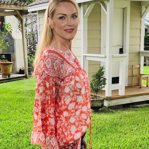 🆕 Last 1🌸Orange Boho Print Free Flowing Tunic - Picture 9 of 9